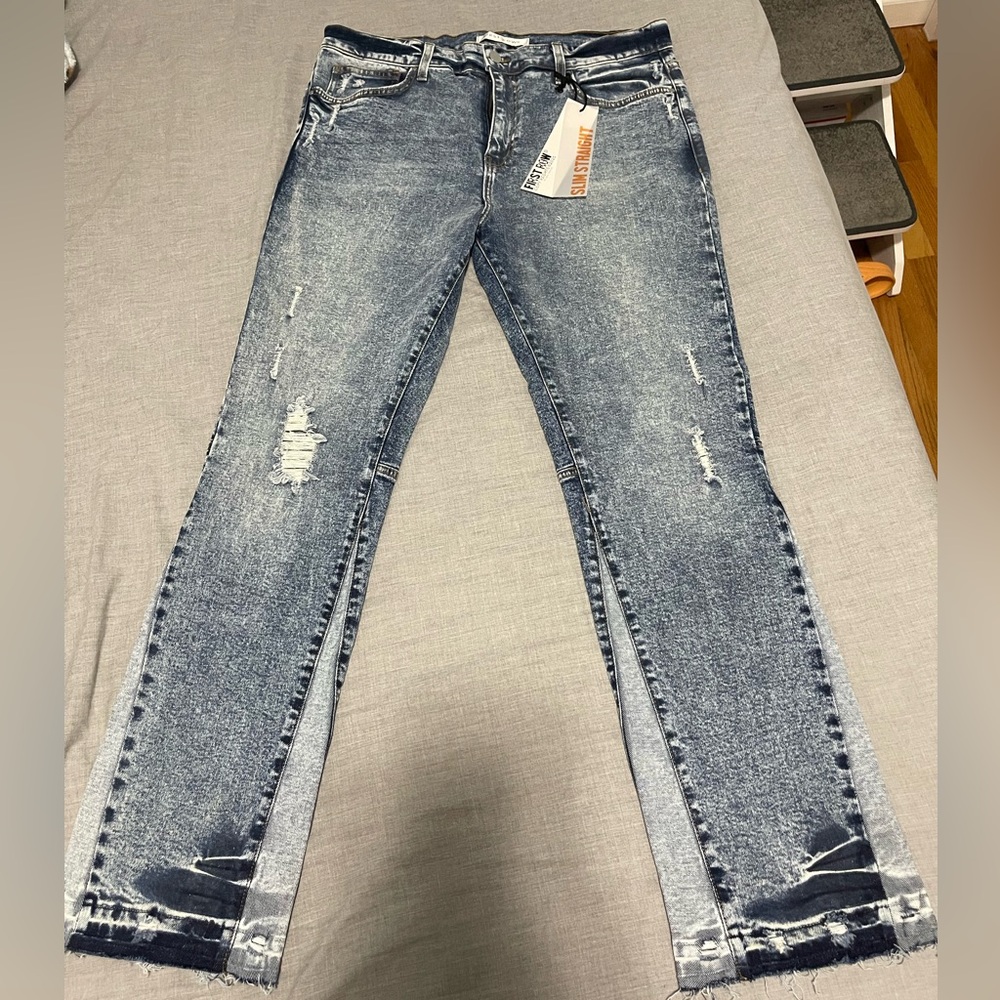 First Row Blue Denim Jeans